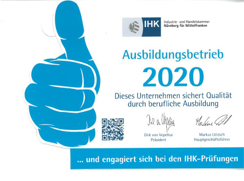 Gütesiegel der IHK: "Ausbildungsbetrieb 2020"-1